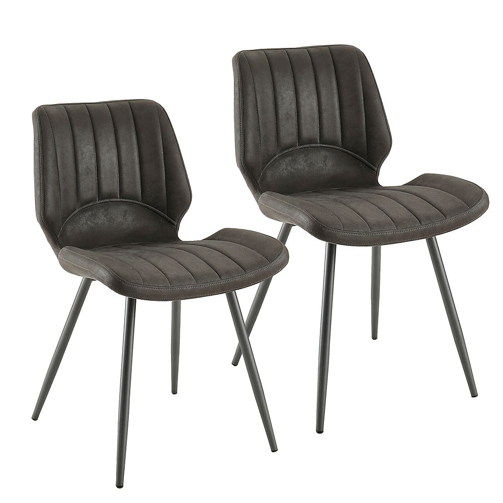 !nspire Aspira Faux Suede Side Chair, Grey, (Set of 2) The Home Depot