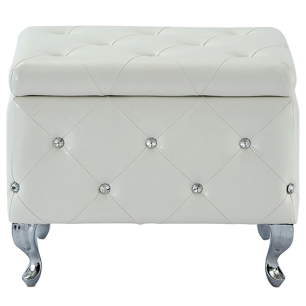 Nspire Monique Faux Leather Storage Bench With Crystals