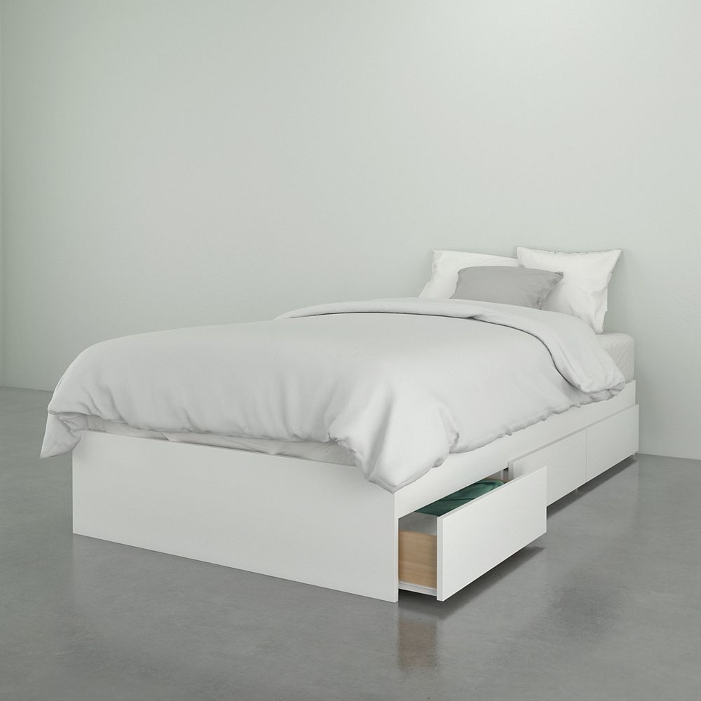 Nexera BLVD 3Drawer Twin Size Bed, White The Home Depot Canada