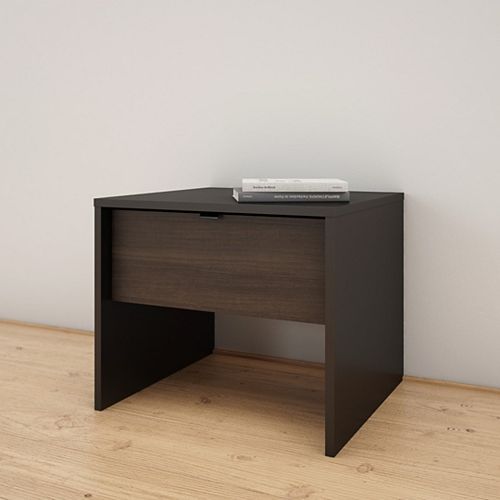 Nexera Nexera Alibi 1 Drawer Nightstand Walnut And Charcoal Grey The Home Depot Canada