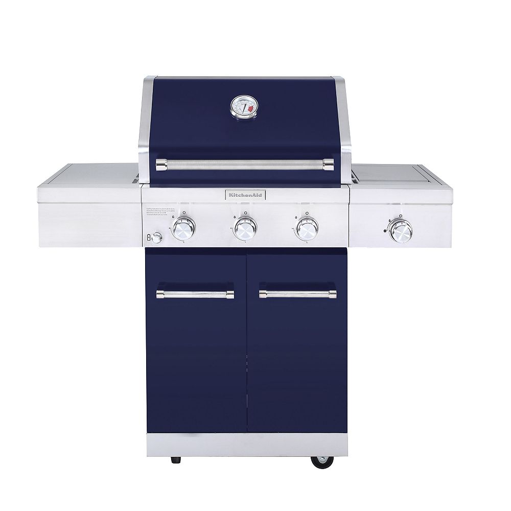 KitchenAid 3Burner Propane Gas BBQ Grill in Blue with Ceramic Infrared