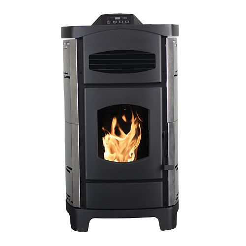 2,200 Sq. ft. Epa Certified Pellet Stove With Brushed Stainless Steel Curved Sides