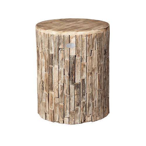 Recycled Wood Plant Stand/Stool/Table, Elyse Round, Driftwood White Wash