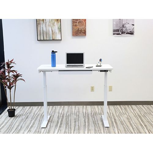 Home Office Style 24-inch x 48-inch Electric Height Adjustable Desk in Snow White