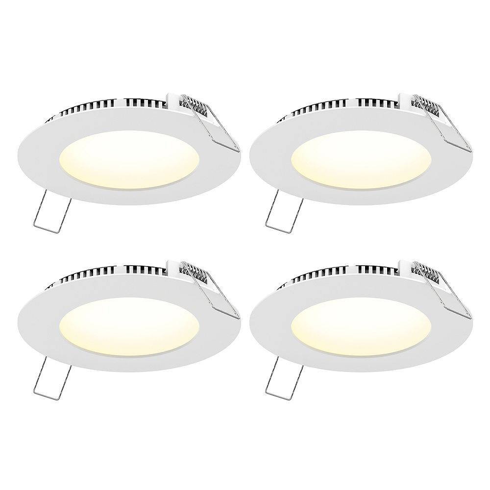 Commercial Electric 4 Inch Round White Panel Cct Led Recessed Lights Pack The Home Depot Canada Cct Led Recessed Lights, How To Size Recessed Lights