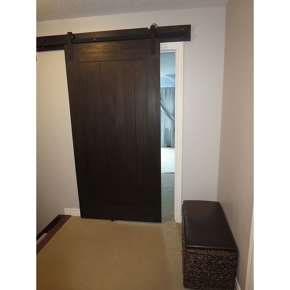 INTERBUILD Acacia Barn Door 42 inch x 84 inch Wenge Brown Classic