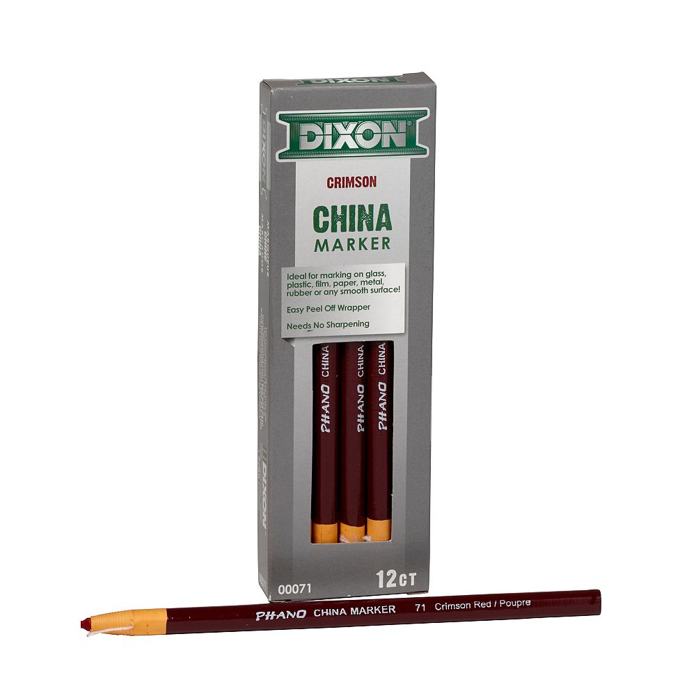 Dixon China Markers Paper Wrapped Crimson Red 12/Bx The Home