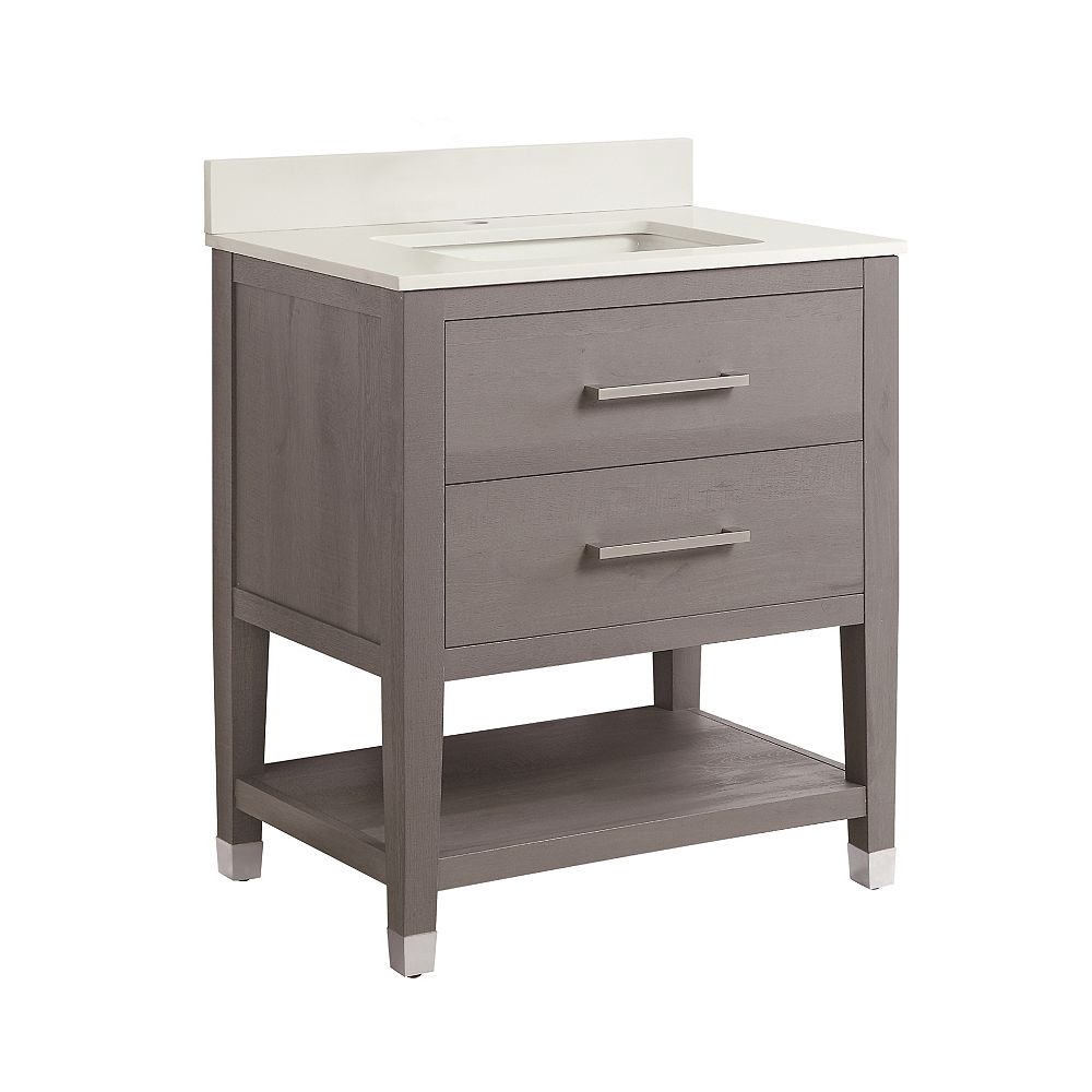 Glacier Bay Chesswood 30 Inch Vanity Combo In Grey With Stone Top The Home Depot Canada