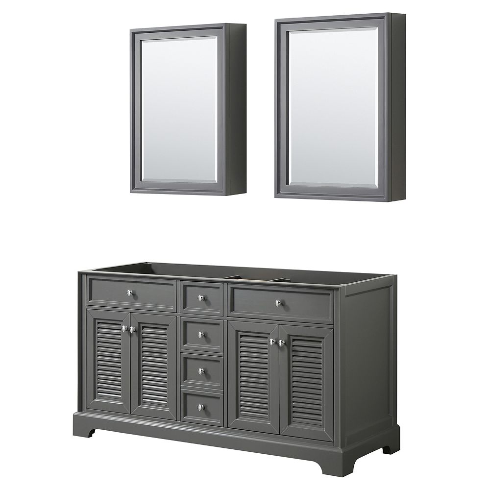 Wyndham Collection Tamara 60 Inch Double Bathroom Vanity In Dark Gray No Counter No Sink The Home Depot Canada