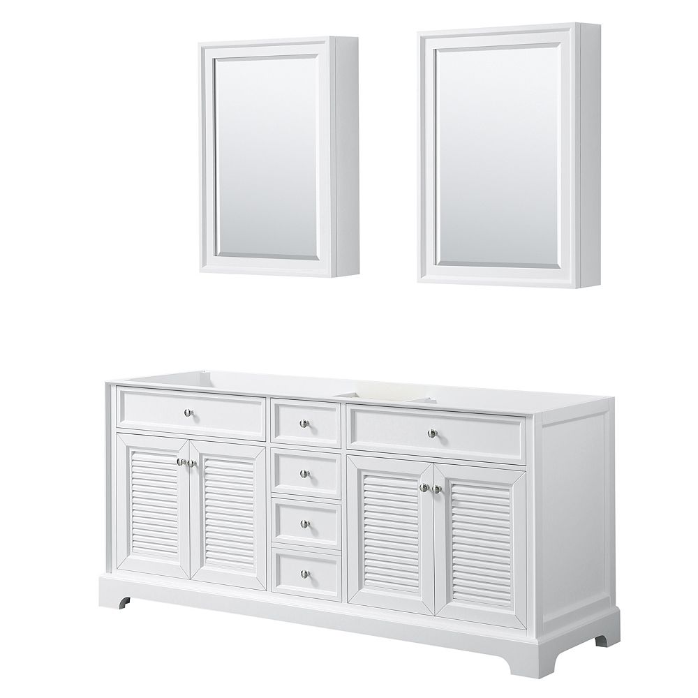 Wyndham Collection Tamara 72 Inch Double Bathroom Vanity In White No Counter No Sink Me The Home Depot Canada