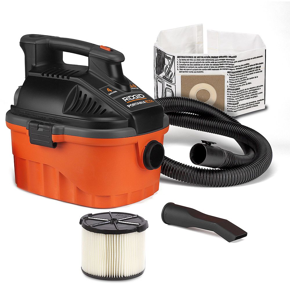 RIDGID Aspirateur portatif pour déchets secs et humides, puissance max