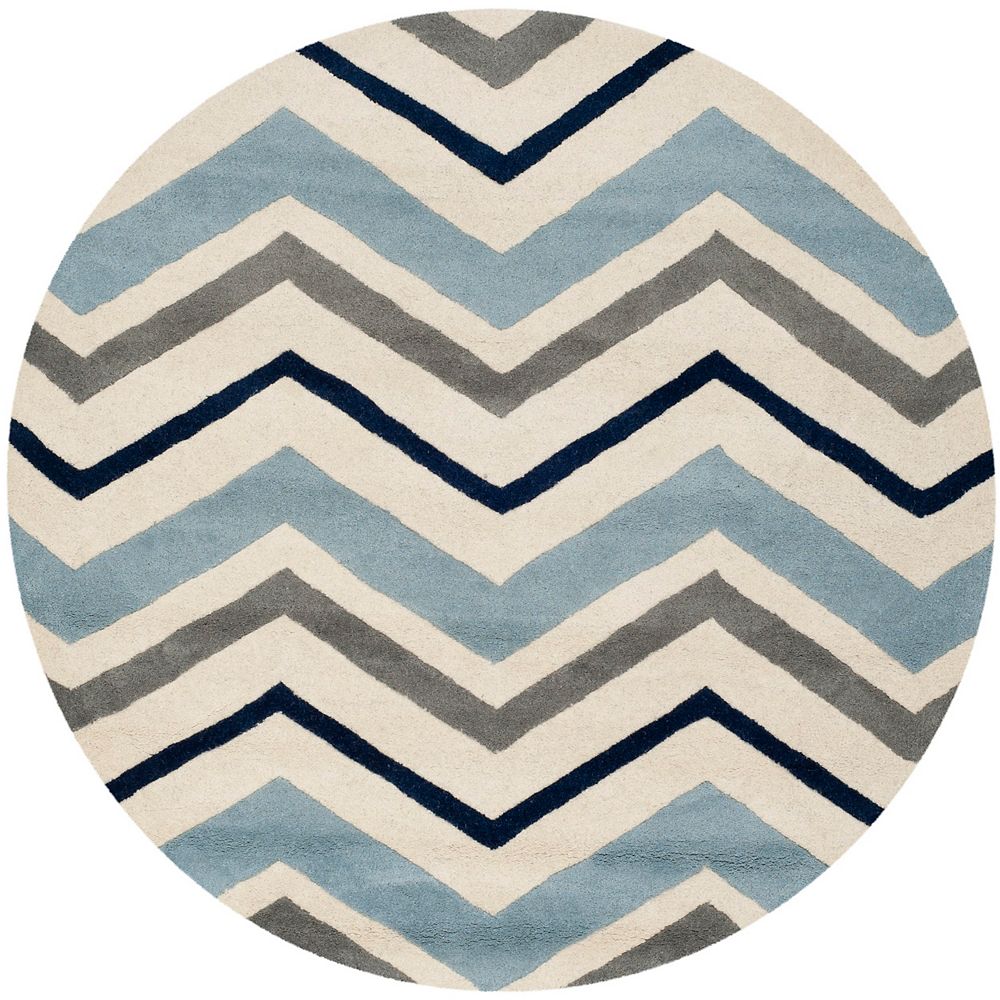 Safavieh Chatham Kaylie Ivory / Dark Grey 5 ft. x 5 ft. Indoor Round