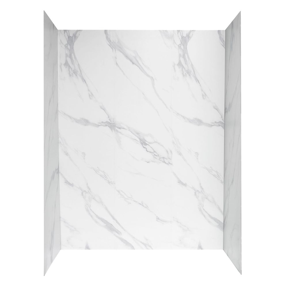 Glacier Bay 60 inch X 32 inch Shower Wall System in Carrara White The