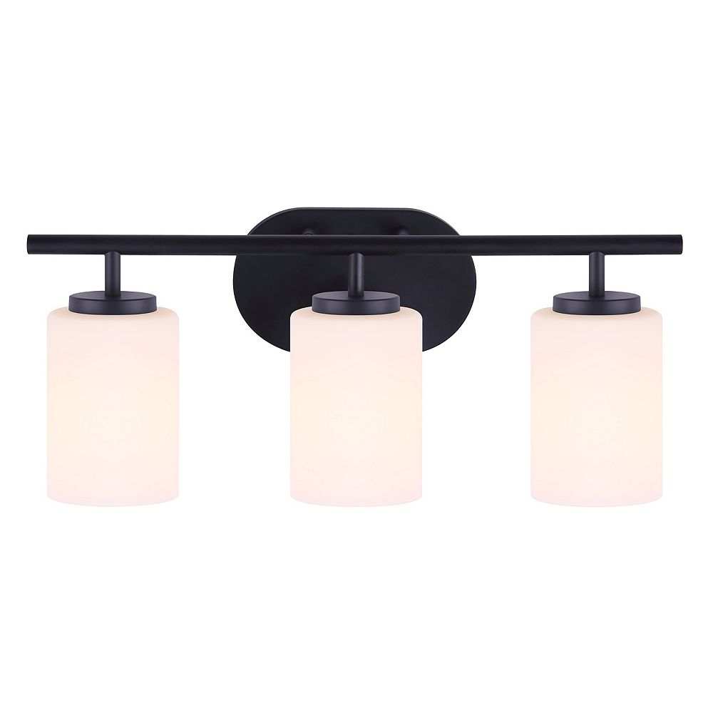 Home Decorators Collection Tatum 3 Light Bathroom Vanity Light Fixture In Matte Black With The Home Depot Canada