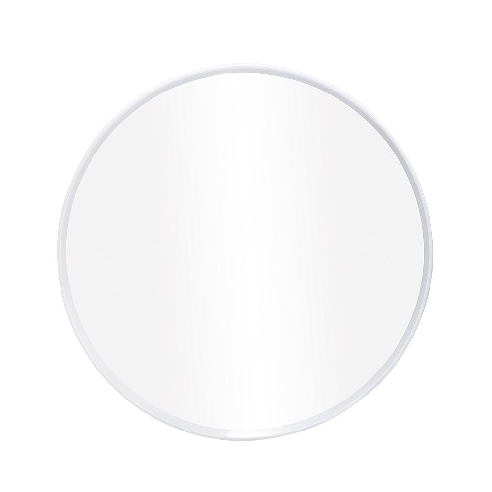 The Tangerine Mirror Company Parsons 27.5inch x 27.5inch Round Satin Mirror in White The