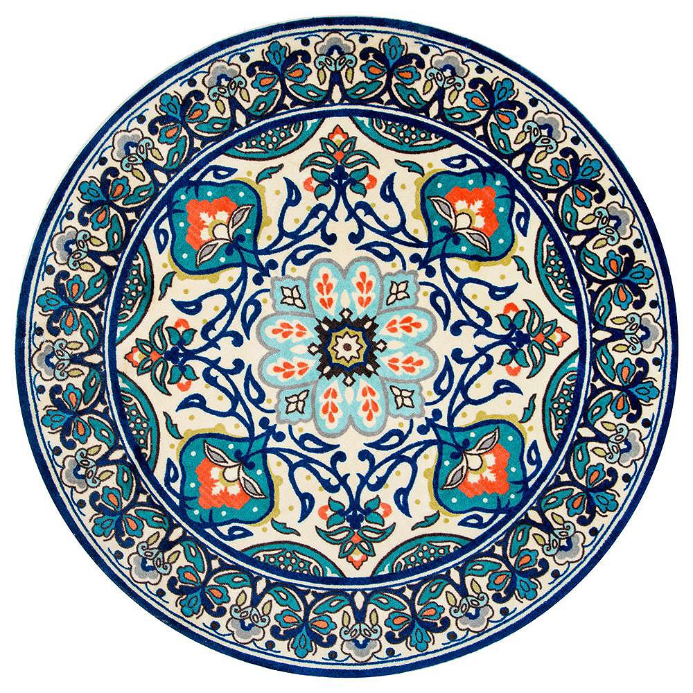 nuLOOM Floral Leda Blue 6 ft. Indoor Round Rug | The Home ...