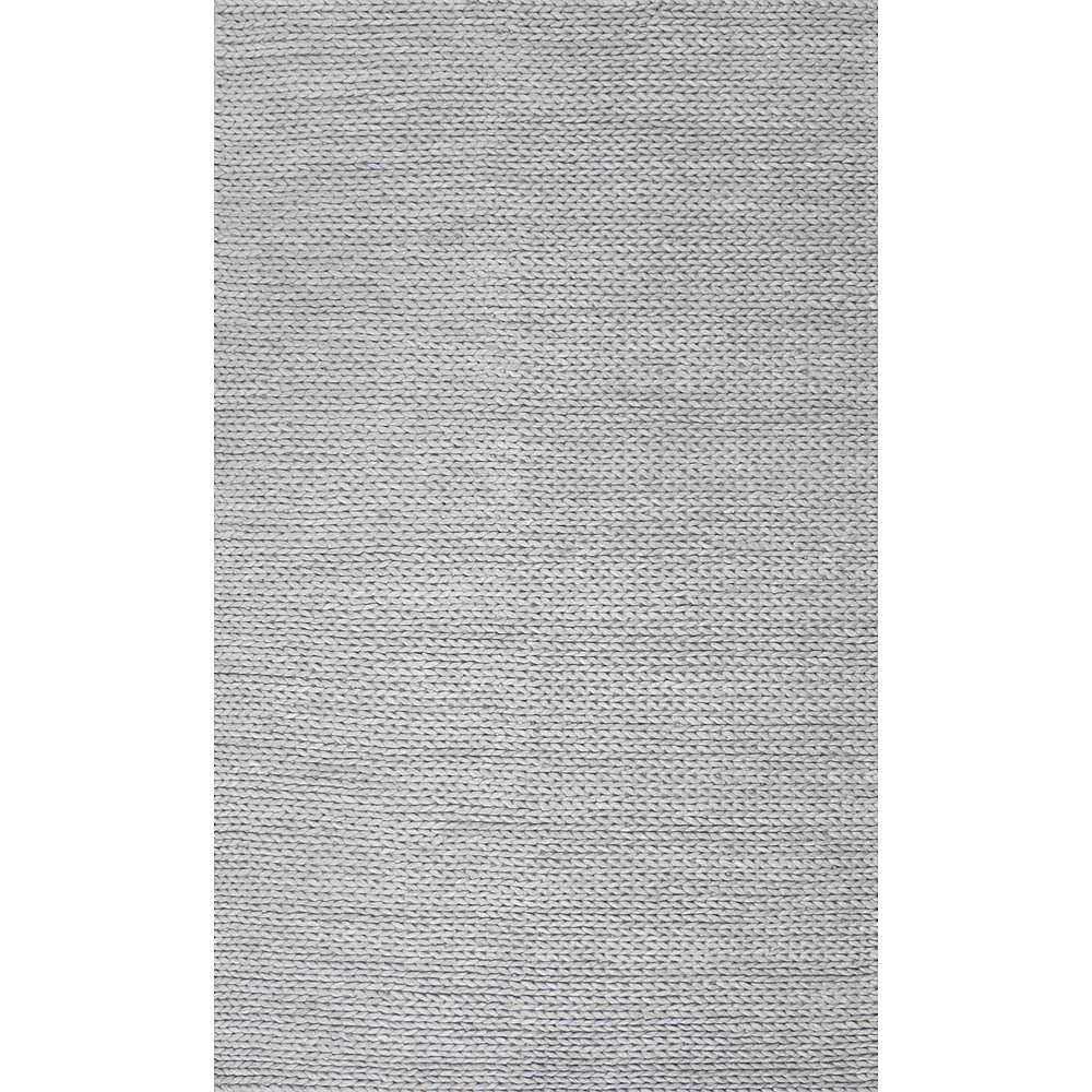 Nuloom Hand Woven Chunky Woolen Cable, Grey Woven Rug