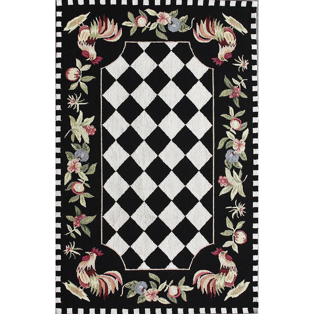 nuLOOM Angla Rooster Kitchen Rug Black 5 ft. x 8 ft. Indoor Area Rug