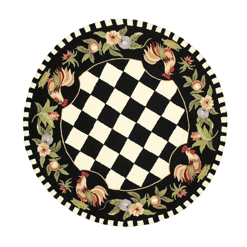 Nuloom Angla Rooster Kitchen Rug Black 6 Ft Indoor Round Rug The Home Depot Canada