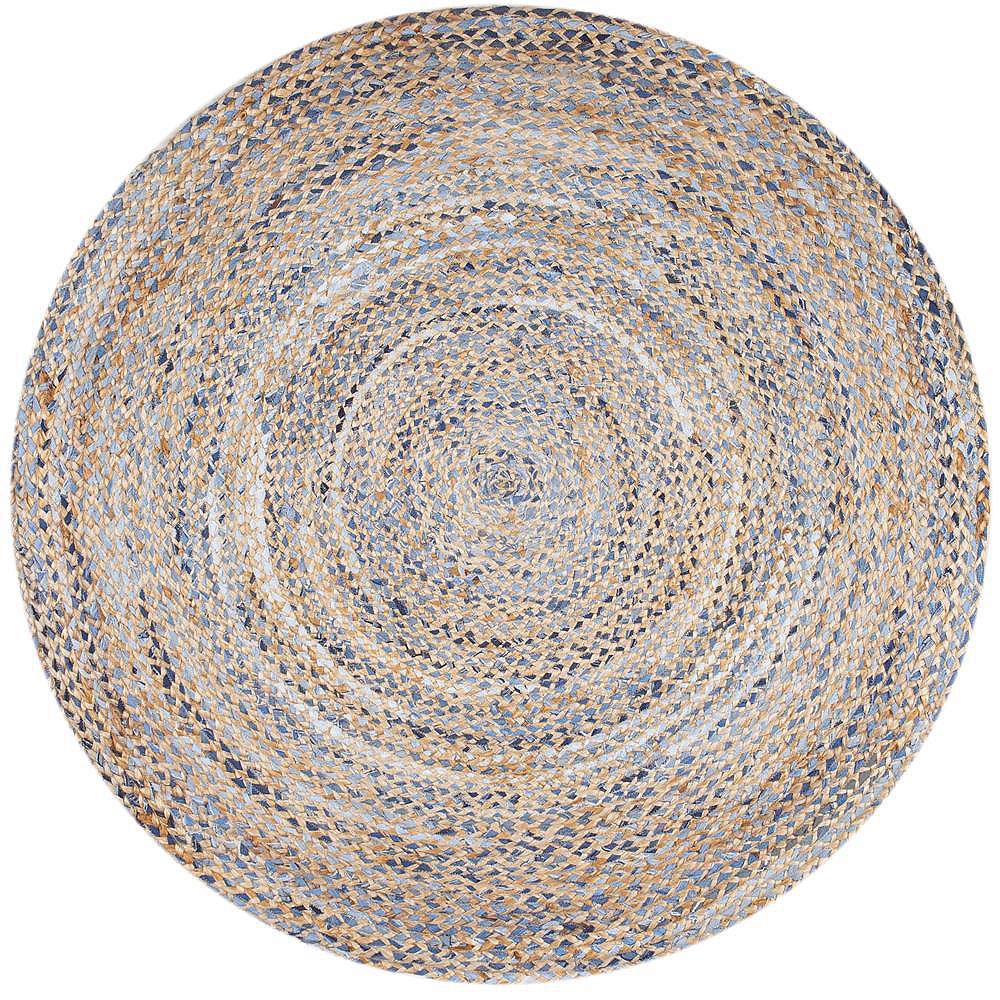 nuLOOM Hand Braided Eliz Jute Blue 6 ft. Indoor Round Rug The Home