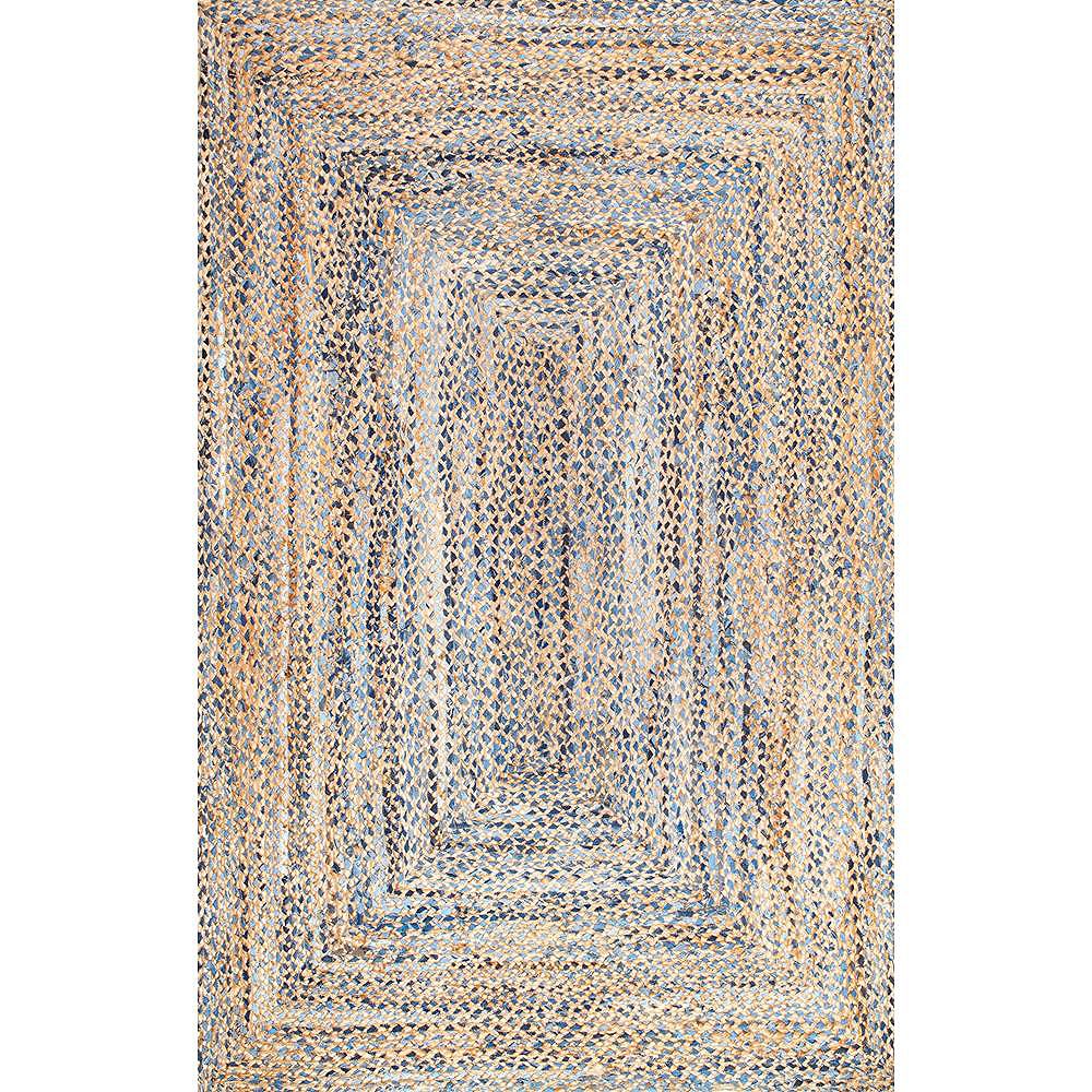 nuLOOM Hand Braided Eliz Jute Blue 4 ft. x 6 ft. Indoor Area Rug The