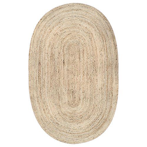 Hand Woven Rigo Jute Rug Natural 2 ft. 3-inch x 4 ft. Indoor Oval Rug