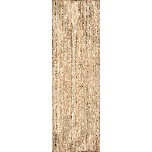 Hand Woven Rigo Jute Rug Natural 2 ft. 6-inch x 8 ft. Indoor Runner