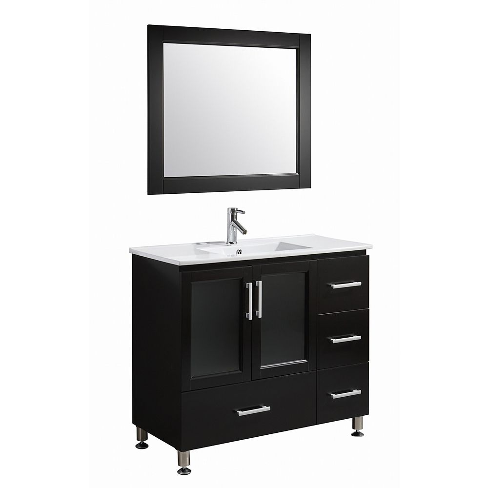 Design Element Stanton 40 Inch Single Vanity In Espresso With Matching Mirror The Home Depot Canada