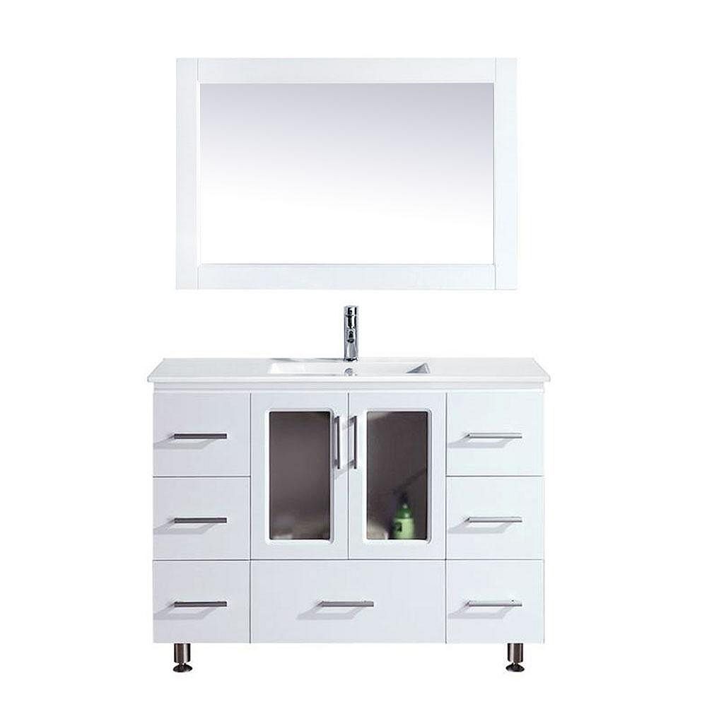 Design Element Stanton B48 Ds W 48 Inch Single Vanity In White With Matching Mirror The Home 