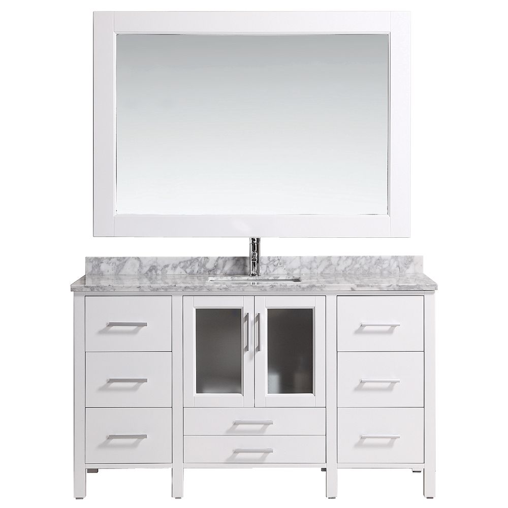 Design Element Stanton 60 inch Single Vanity in White with Matching Mirror The Home Depot Canada