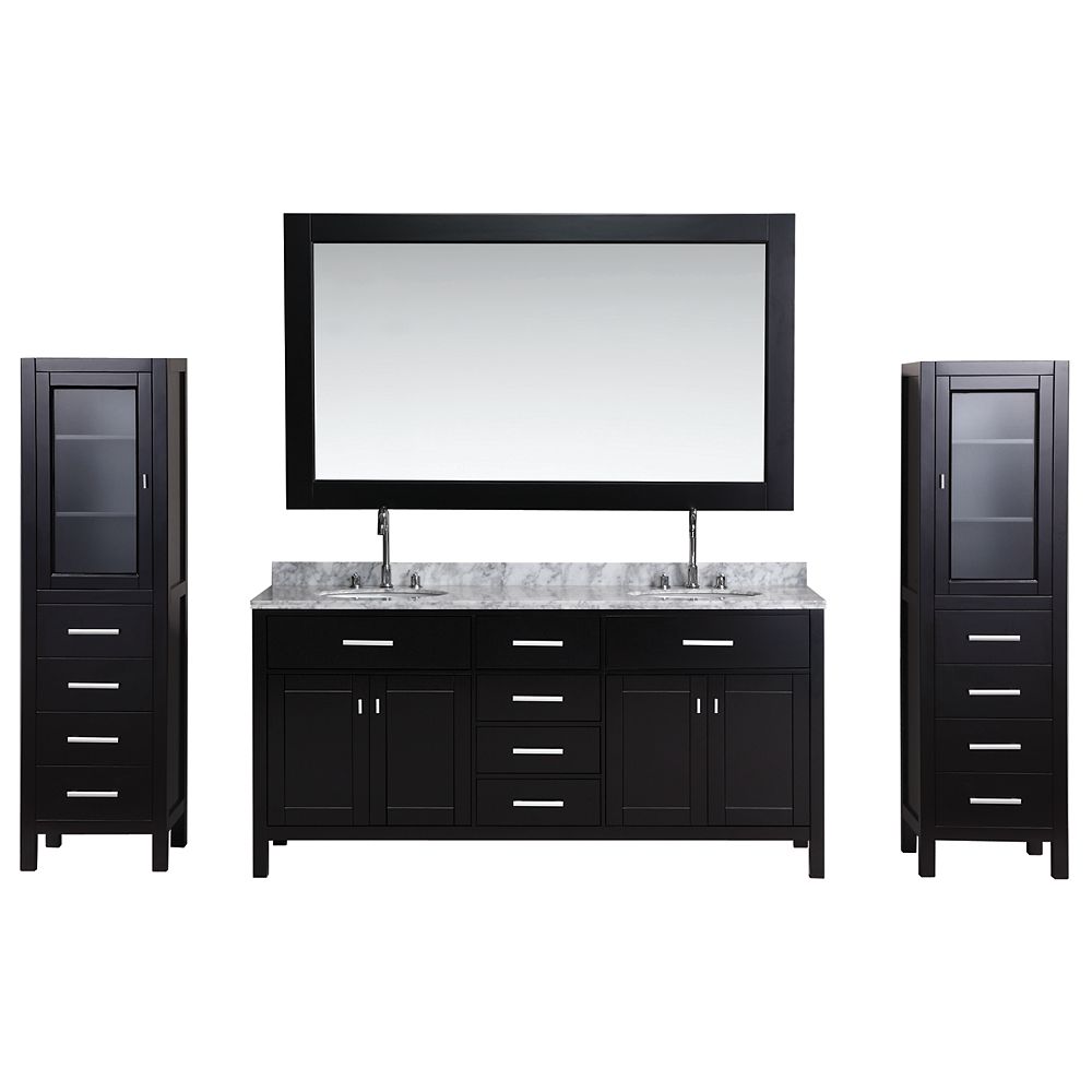 Design Element London 72 Inch Double Vanity And Two Linen Cabinets In Espresso With Matchi The Home Depot Canada Design Element London 72 Inch Double Vanity And Two Linen Cabinets In Espresso With Matchi The Home Depot Canada