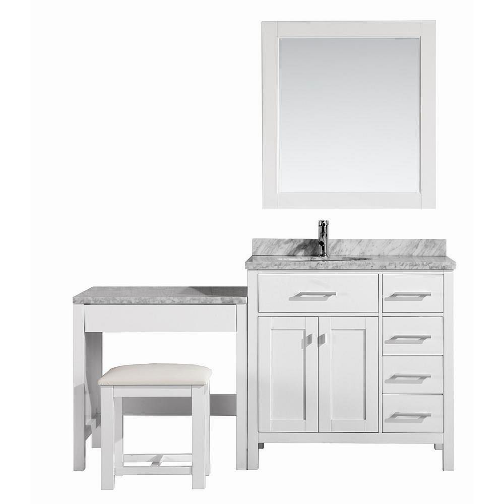 Design Element London 36 Inch Single, Double Vanity With Makeup Station Dimensions