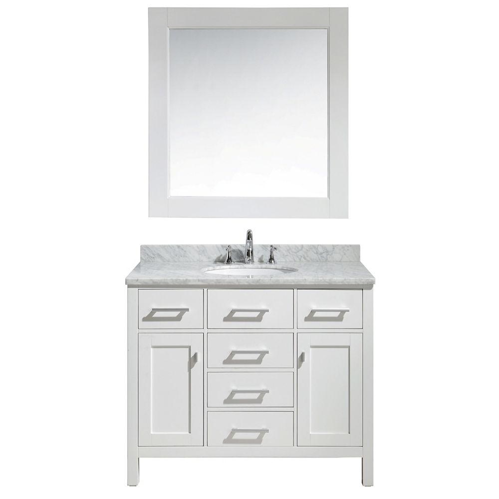 Design Element London 42 Inch Single Vanity In White With Matching Mirror The Home Depot Canada