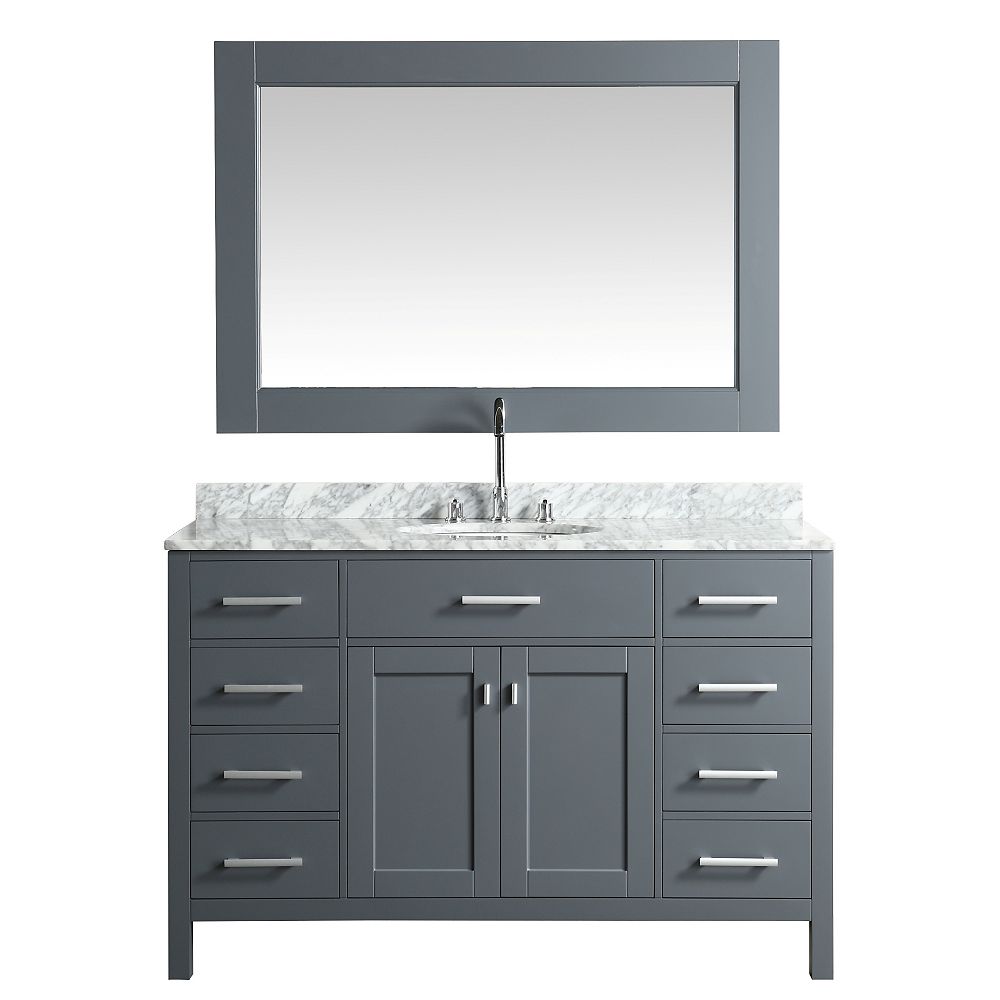 Design Element London Stanmark 54 inch Single Vanity in Gray with ...