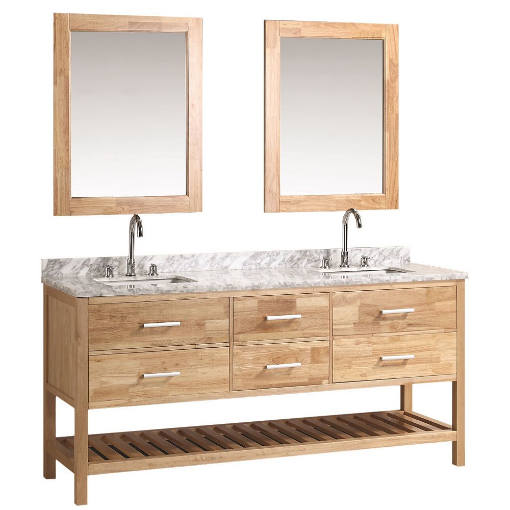 Design Element London Cambridge 72 Inch Double Vanity In Oak With Matching Mirror The Home Depot Canada