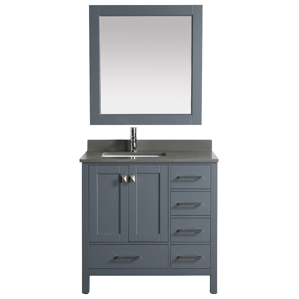 Design Element London Hyde DEC082FGGT 36 inch Single Vanity in Gray