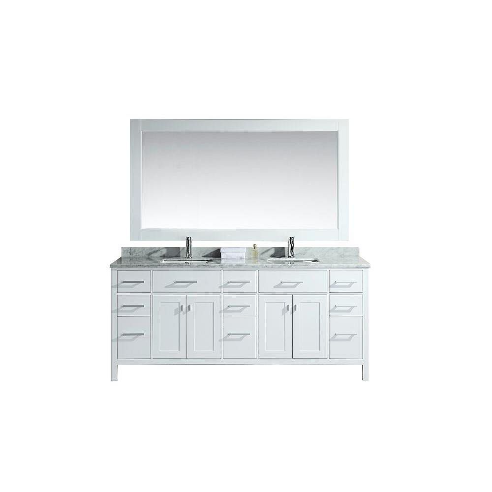 Design Element London 78 inch Double Vanity in White with Matching