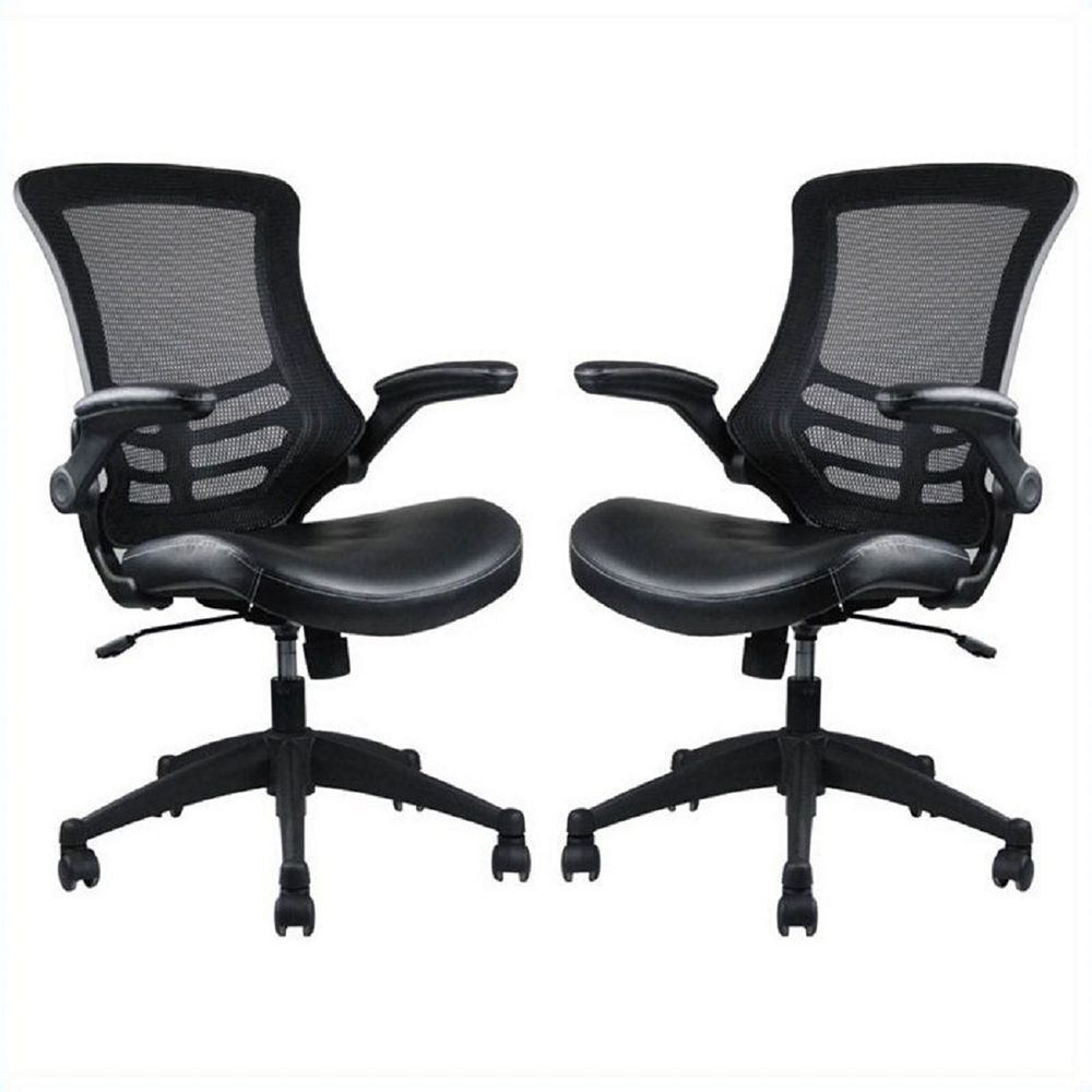Manhattan Comfort Intrepid Highback Office Chair in Black (Set of 2