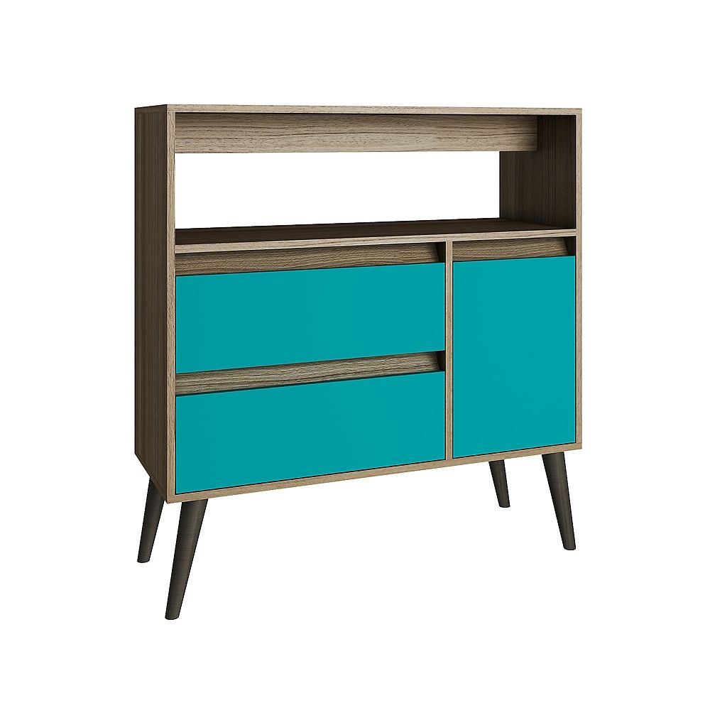 Accentuations By Manhattan Comfort Gota High Side Table With 1 Shelves In Oak Aqua Grey The Home Depot Canada