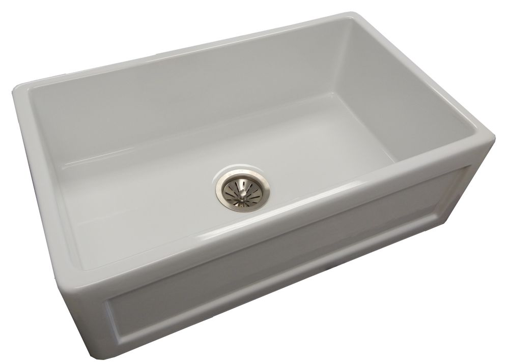 Wessan Fireclay Single Bowl Farmhouse Sink With Dual Front Capability   P 1001228128 