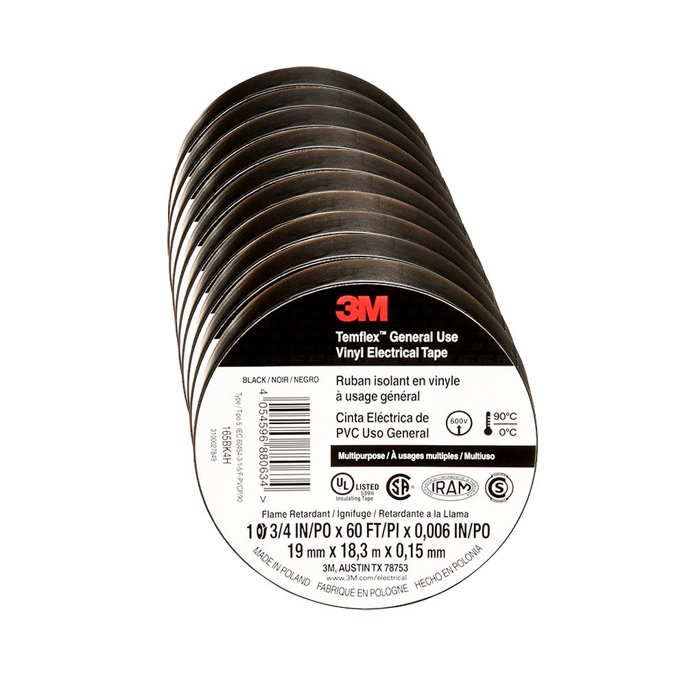 3M Temflex Electrical Tape 33546, 18 mm x 18.3 m .18 mm (.71 inch x 60