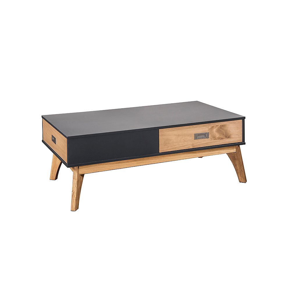 Manhattan Comfort Jackie 1 0 Coffee Table In Dark Grey And Natural Wood The Home Depot Canada