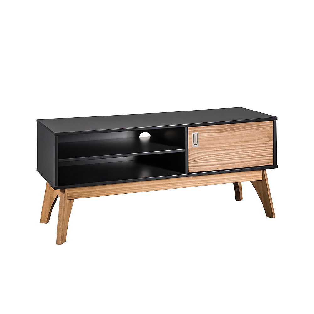 Manhattan Comfort Jackie 43.3" TV Stand in Dark Grey and Natural Wood