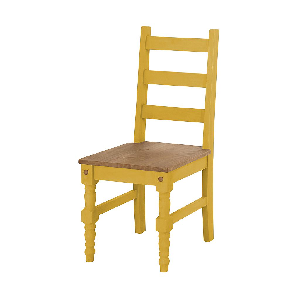 Manhattan Comfort Jay Solid Wood Dining Chair in Yellow Wash (Set of 2