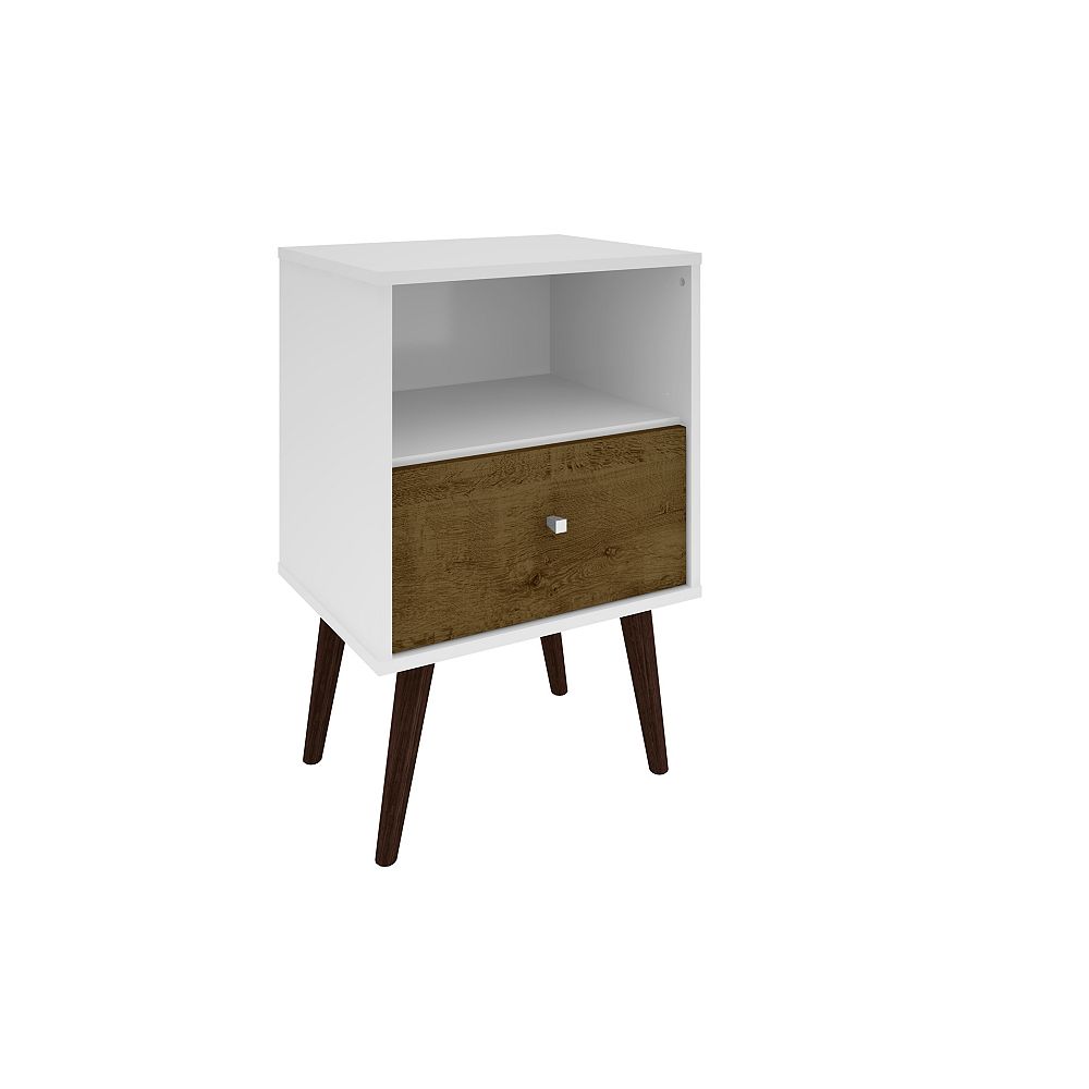 Manhattan Comfort Liberty Modern Nightstand 1 0 With 1 Cubby Space And 1 Drawer In White A The Home Depot Canada