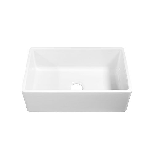 Bradstreet II Farmhouse/Apron-Front Fireclay 30 in. Single Bowl Kitchen Sink in Crisp White