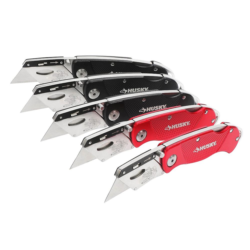 Husky Folding Lock-Back Utility Knife (5-Piece) | The Home Depot Canada