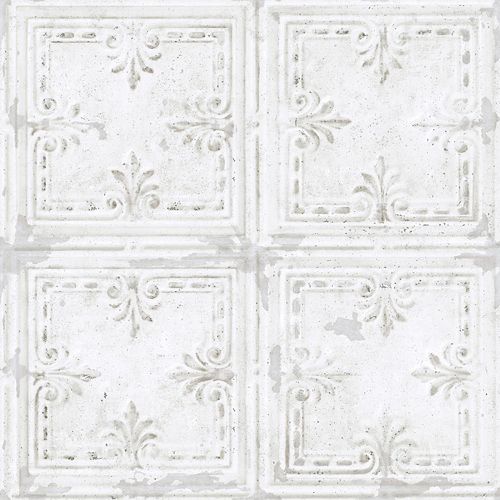 TIN TILE WHITE PEEL & STICK WALLPAPER