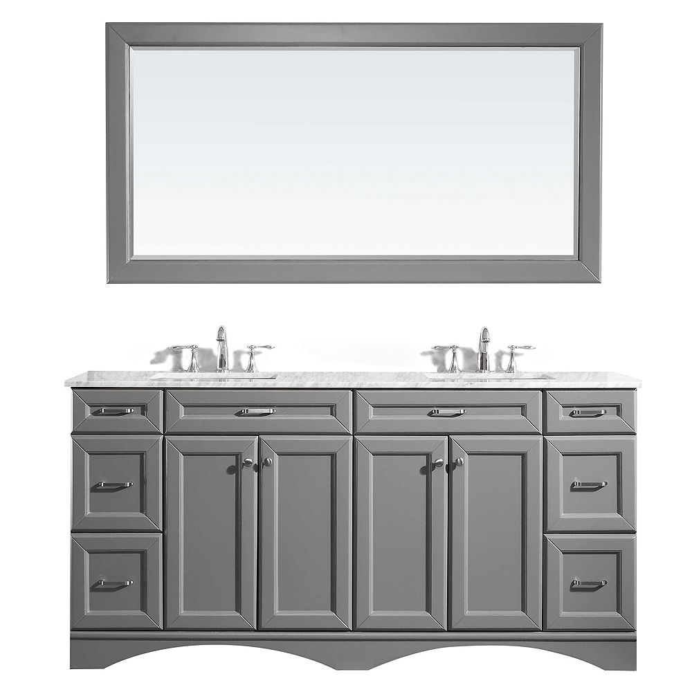 Vinnova Naples 72 Inch Vanity In Grey With Carrara White Marble Countertop With Mirror The Home Depot Canada Vinnova Naples 72 Inch Vanity In Grey With Carrara White Marble Countertop With Mirror The Home Depot Canada