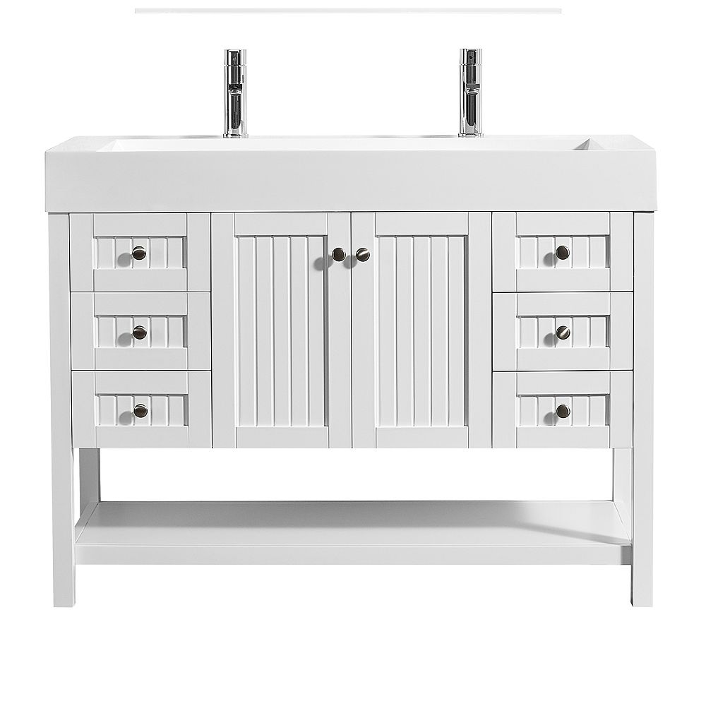 Vinnova Pavia 48 Inch Single Vanity In White With Acrylic Under Mount Sink Without Mirror The Home Depot Canada Vinnova Pavia 48 Inch Single Vanity In White With Acrylic Under Mount Sink Without Mirror The Home Depot Canada